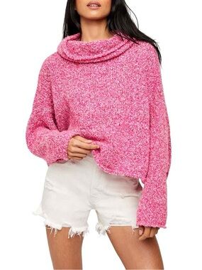 Cozy Pink BFF Cowl Neck Women's Sweater